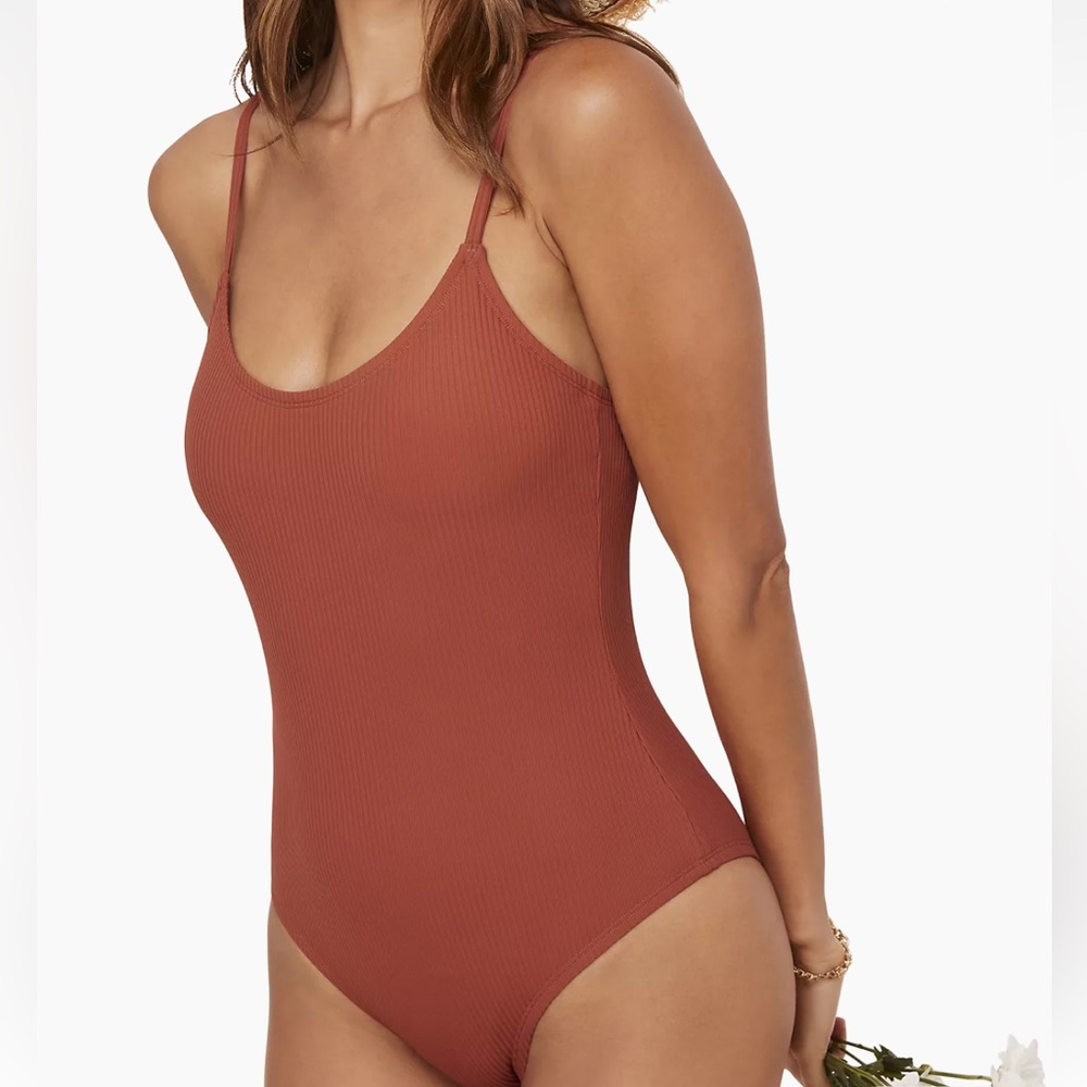 NWT Andie swim Amalfi one piece swimsuit XLT extra large tall in color clay.